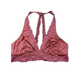 Aerie satin lace trim rust orange racerback bralette
